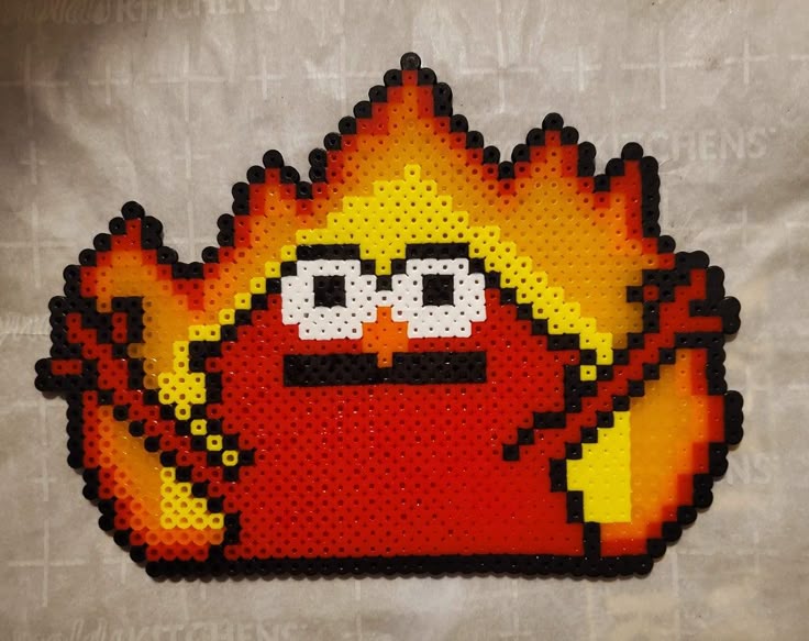 Elmo In Fire Perler Bead