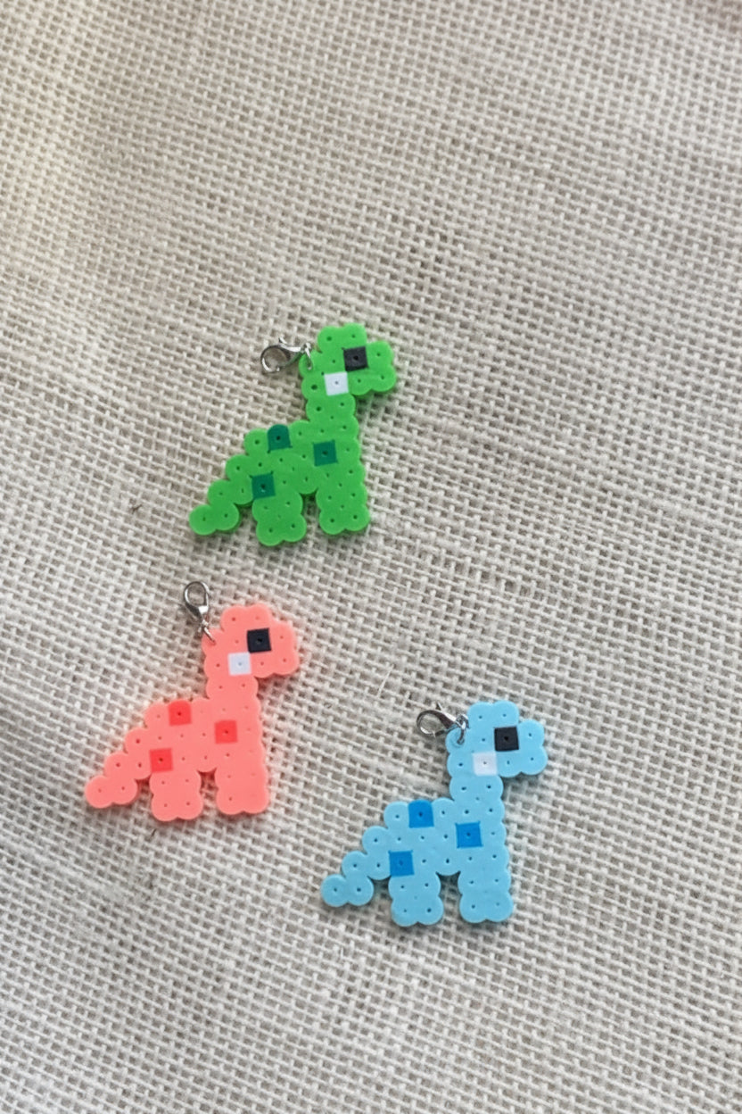 Dinosaur Perler Bead Keychain